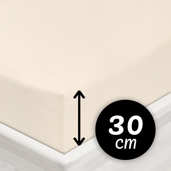 Jersey napínacie prestieradlo na vysoký matrac JR-002 Smotanové 80 x 200 - výška 30 cm
