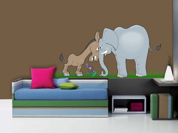 Slon a oslík - 01, Detské samolepky na stenu