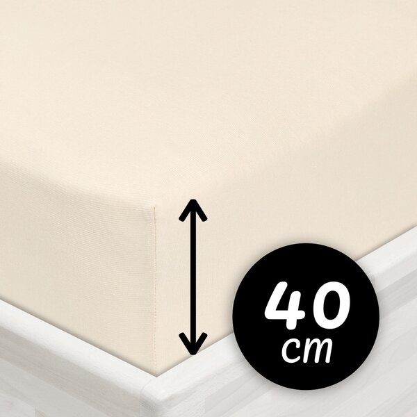 Jersey napínacie prestieradlo na extra vysoký matrac JR-002 Smotanové 80 x 200 - výška 40 cm