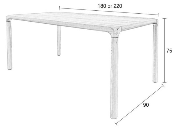 Jedálenský stôl v dekore jaseňa 90x180 cm Storm – Zuiver