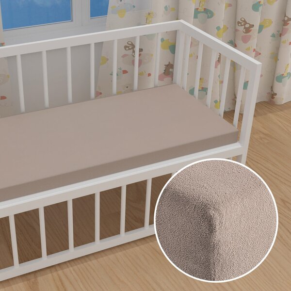 Detské froté napínacie prestieradlo do postieľky FR-027 Sivohnedé 60 x 120 x 10 cm - do postieľky