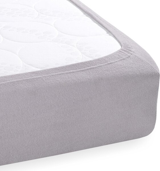 Detské froté napínacie prestieradlo do postieľky FR-028 Svetlo sivé 60 x 120 x 10 cm - do postieľky