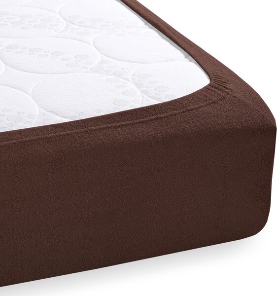 Detské froté napínacie prestieradlo do postieľky FR-026 Čokoládovo hnedé 60 x 120 x 10 cm - do postieľky