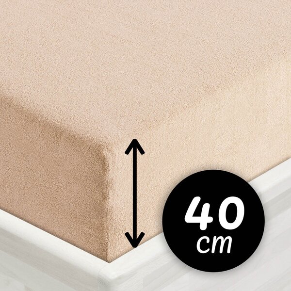 Froté napínacie prestieradlo na extra vysoký matrac FR-033 Béžové 80 x 200 - výška 40 cm
