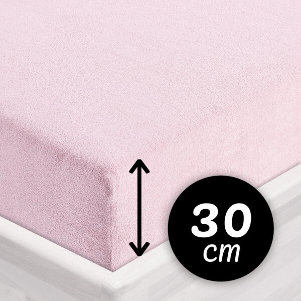Froté napínacie prestieradlo na vysoký matrac FR-032 Púdrovo ružová 90 x 200 - výška 30 cm