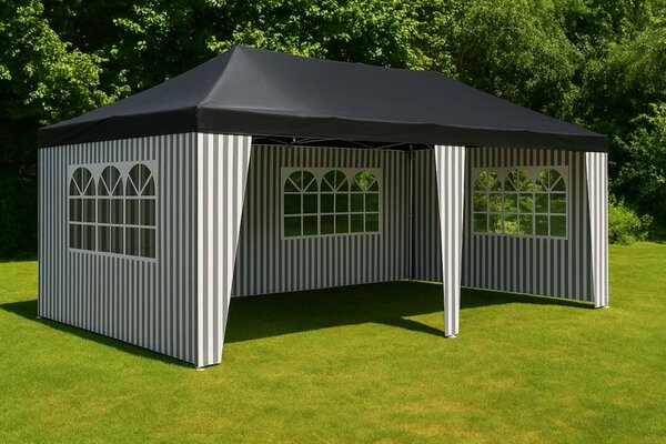 Záhradný párty stan - 3 x 6 m, antracit + 6 bočníc