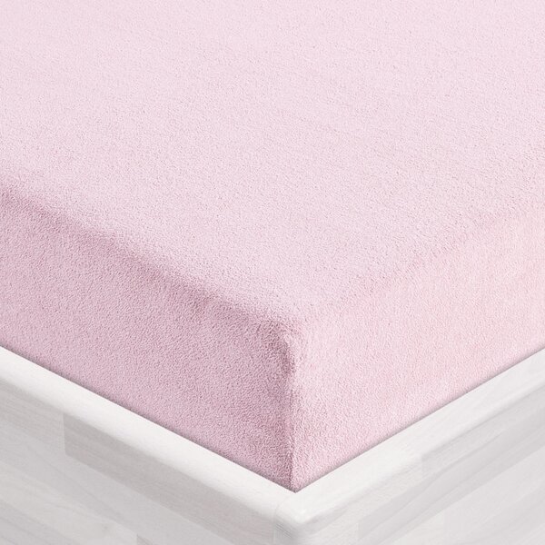 Detské froté napínacie prestieradlo do postieľky FR-032 Púdrovo ružová 60 x 120 x 10 cm - do postieľky