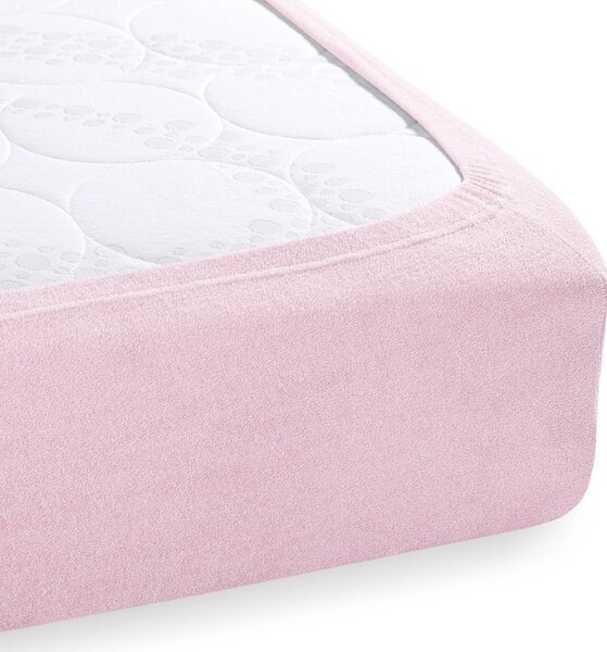 Detské froté napínacie prestieradlo do postieľky FR-032 Púdrovo ružová 60 x 120 x 10 cm - do postieľky