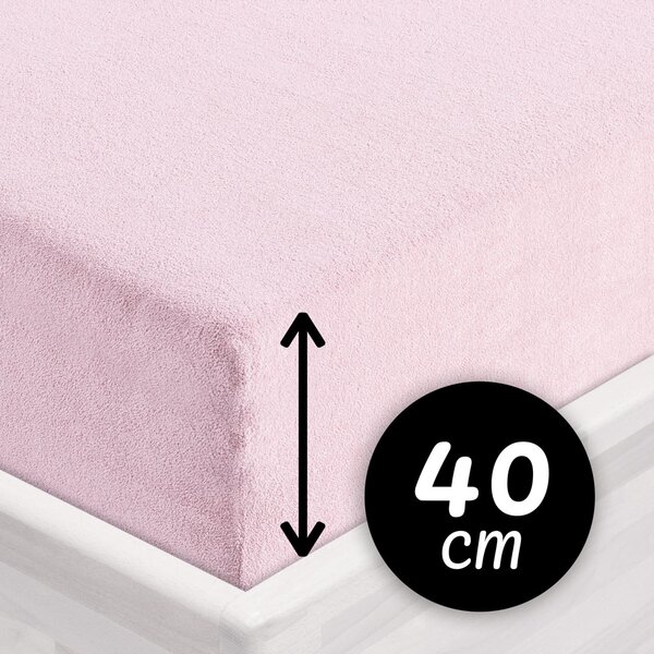 Froté napínacie prestieradlo na extra vysoký matrac FR-032 Púdrovo ružová 80 x 200 - výška 40 cm