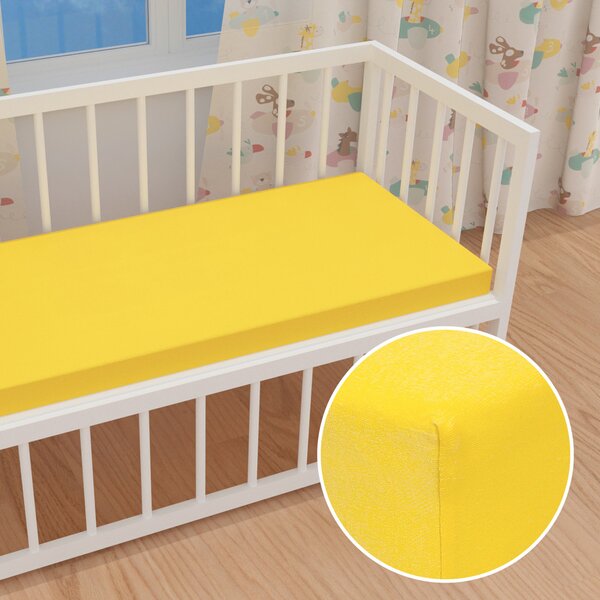 Detské jersey napínacie prestieradlo do postieľky JR-003 Žlté 60 x 120 x 10 cm - do postieľky