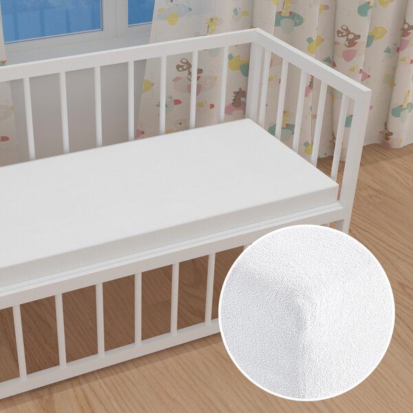 Detské froté napínacie prestieradlo do postieľky FR-031 Biele 60 x 120 x 10 cm - do postieľky
