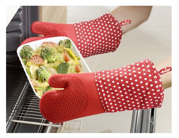Sada 2 červených silikónových chňapiek Wenko Oven Red