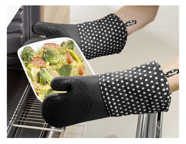 Sada 2 čiernych silikónových chňapiek Wenko Oven