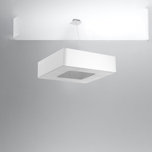 Závesné svietidlo Urano, 1x biele textilné tienidlo, (biely plast), (80 cm)