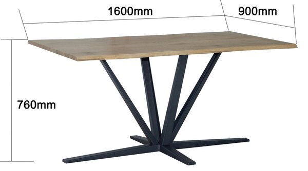JEDÁLENSKÝ STÔL, čierna, farba duba, 160/90/76 cm MID.YOU - Online Only jedálne, Online Only