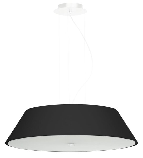 Závesné svietidlo Vega, 1x čierne textilné tienidlo, (biele sklo), (fi 60 cm)