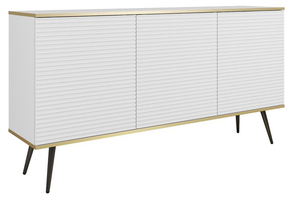 Očarujúci biely príborník s čiernymi nohami, 160 x 85 x 39