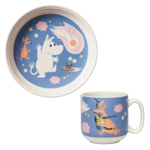 Set hrnčeka a taniera Moomin Space adventure, darčekový box