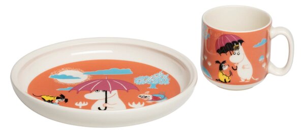 Set hrnčeka a taniera Moomin Under the Umbrella, darčekový box