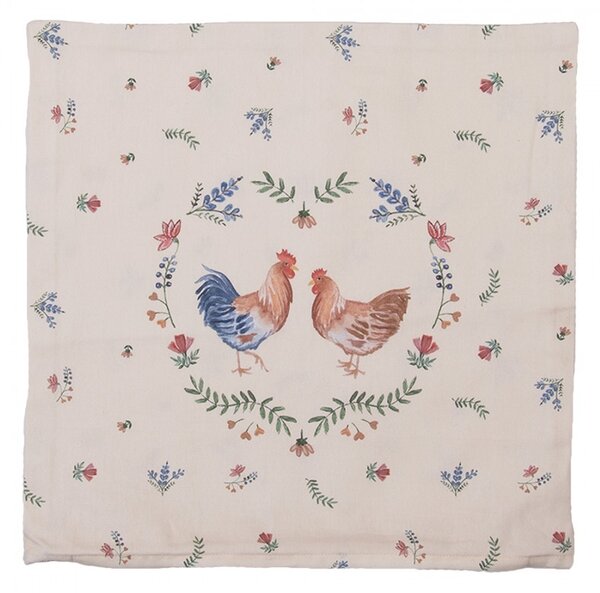 Bavlnený povlak na vankúš Chicken and Rooster - 40*40 cm - Clayre & Eef