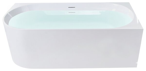 Rohová vaňa biela ľavostranná akrylát 170 x 80 cm lesklý povrch s prepadom moderný štýl kúpeľňa