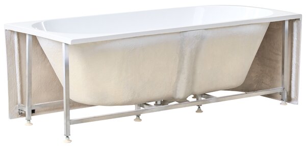 Rohová vaňa biela ľavostranná akrylát 170 x 80 cm lesklý povrch s prepadom moderný štýl kúpeľňa