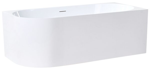 Rohová vaňa biela ľavostranná akrylát 170 x 80 cm lesklý povrch s prepadom moderný štýl kúpeľňa