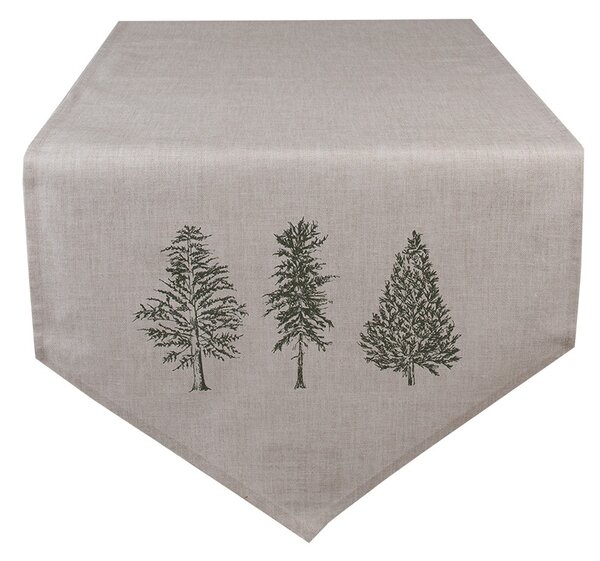 Béžový bavlnený behúň so stromčekmi Natural Pine Trees - 50*160 cm - Clayre & Eef