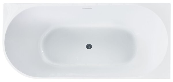 Rohová vaňa biela ľavostranná akrylát 170 x 80 cm lesklý povrch s prepadom moderný štýl kúpeľňa