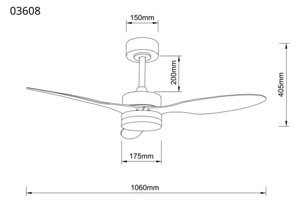 GLOBO 03608 BLACKWELL stropný ventilátor so svetlom D1060mm LED 20W 1650/800lm 2700-6500K čierna, časovač, diaľkový ovládač