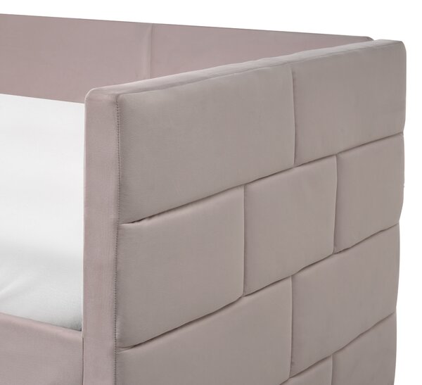Rozkladacia posteľ svetlosivá zamat jednolôžko 90 x 200 cm lamelový rám moderný glamour štýl