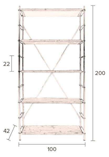 Knižnica Dutchbone Iron, výška 2 m