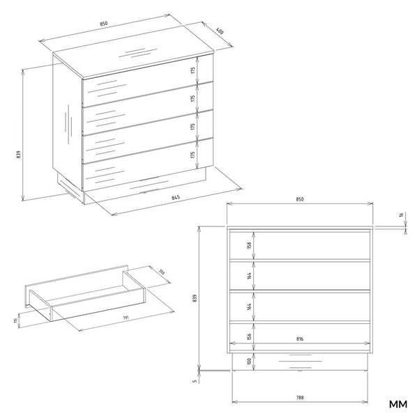 TP Living Komoda Amber 85 cm biela II