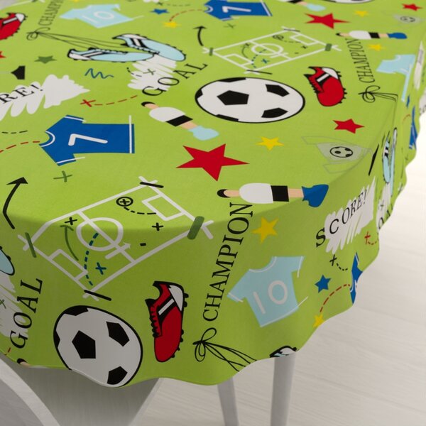 Biante Detský bavlnený oválny obrus Sandra SA-645 Futbal to je hra - na zelenom 50x100 cm