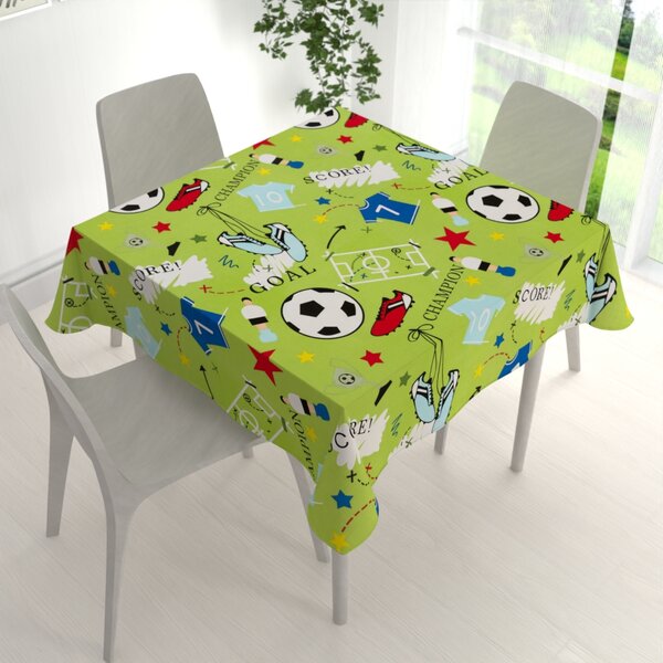 Biante Detský bavlnený štvorcový obrus Sandra SA-645 Futbal to je hra - na zelenom 40x40 cm