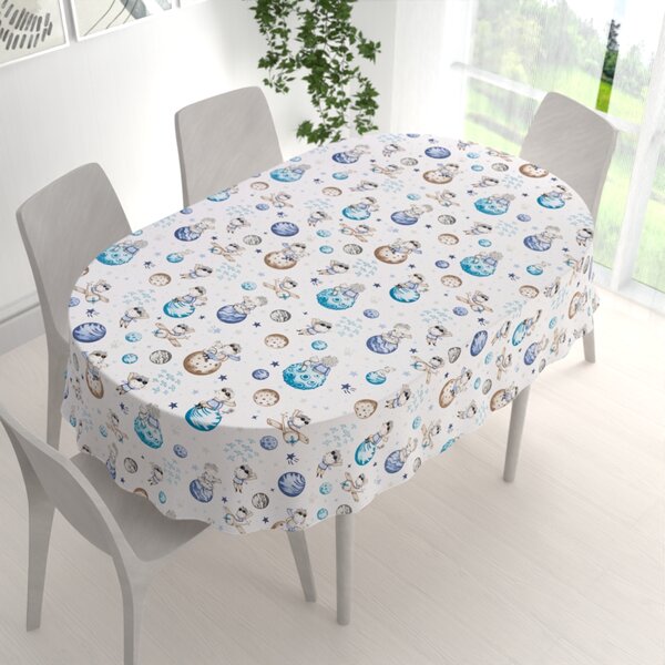 Biante Detský bavlnený oválny obrus Sandra SA-644 Malý modrý princ na bielom 50x100 cm