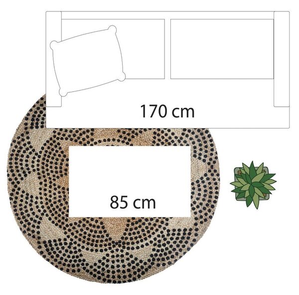 Koberec Ivy, (fi) 120 cm, béžová/čierna