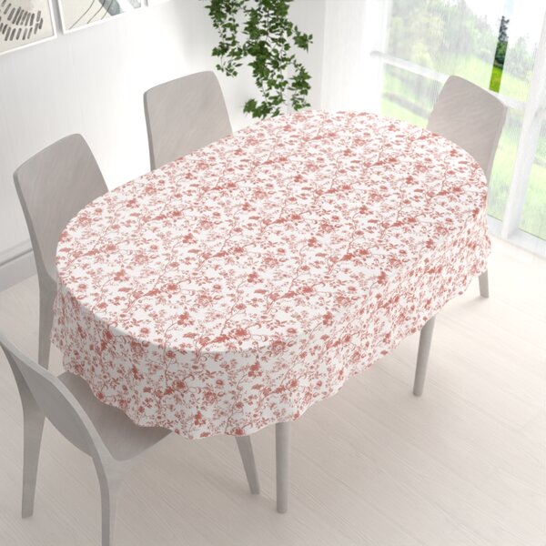Biante Bavlnený oválny obrus Sandra SA-640 Lososové kvety na bielom 50x100 cm