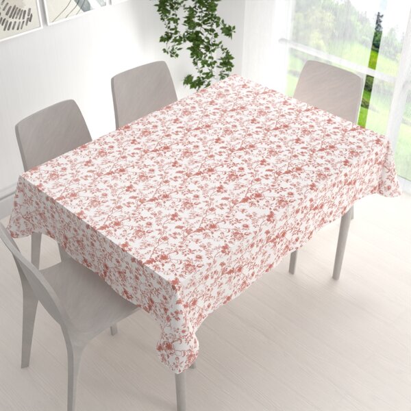 Biante Bavlnený obdĺžnikový obrus Sandra SA-640 Lososové kvety na bielom 50x100 cm