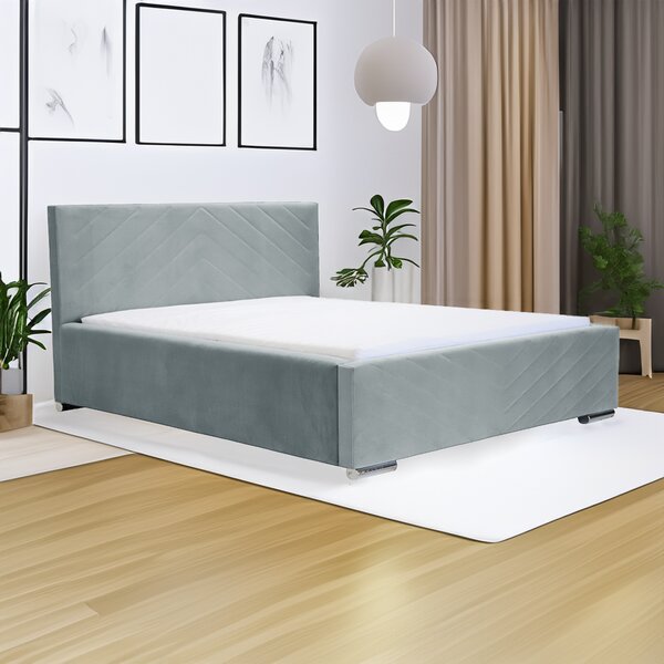 Čalúnená posteľ s úložným priestorom a matracom KOOL 120x200 cm Světle šedá