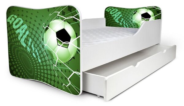 Detská posteľ so zásuvkou FUTBAL zelená + matrac ZADARMO