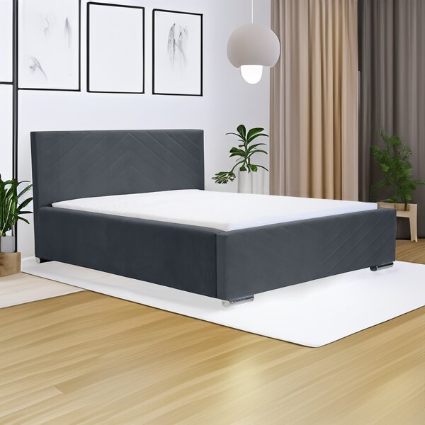 Čalúnená posteľ s úložným priestorom a matracom KOOL 120x200 cm Sivá
