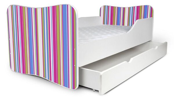 Detská posteľ so zásuvkou ružové prúžky + matrac ZADARMO