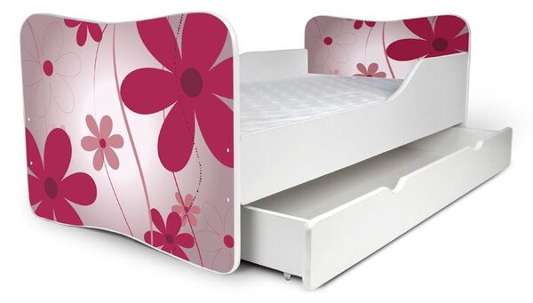 MAXMAX Detská posteľ so zásuvkou KVETY + matrac ZADARMO
