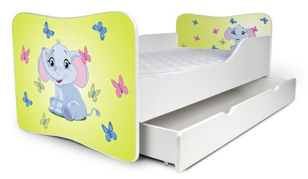 Detská posteľ so zásuvkou Sloník lemon + matrac ZADARMO