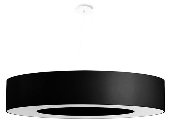 Závesné svietidlo Saturno, 1x čierne textilné tienidlo, (biely plast), (fi 90 cm)