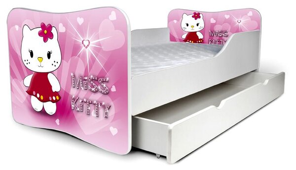 Detská posteľ so zásuvkou MISS KITTY + matrac ZADARMO