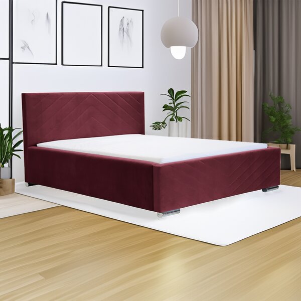 Čalúnená posteľ s úložným priestorom a matracom KOOL 120x200 cm Červená