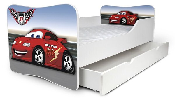 Detská posteľ so zásuvkou 160x80cm RED CAR 1 + matrac ZADARMO