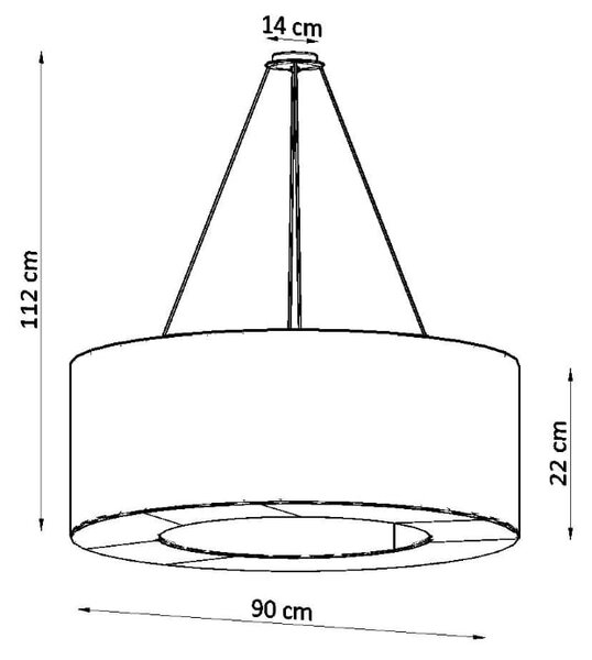 Závesné svietidlo Saturno, 1x čierne textilné tienidlo, (biely plast), (fi 90 cm)